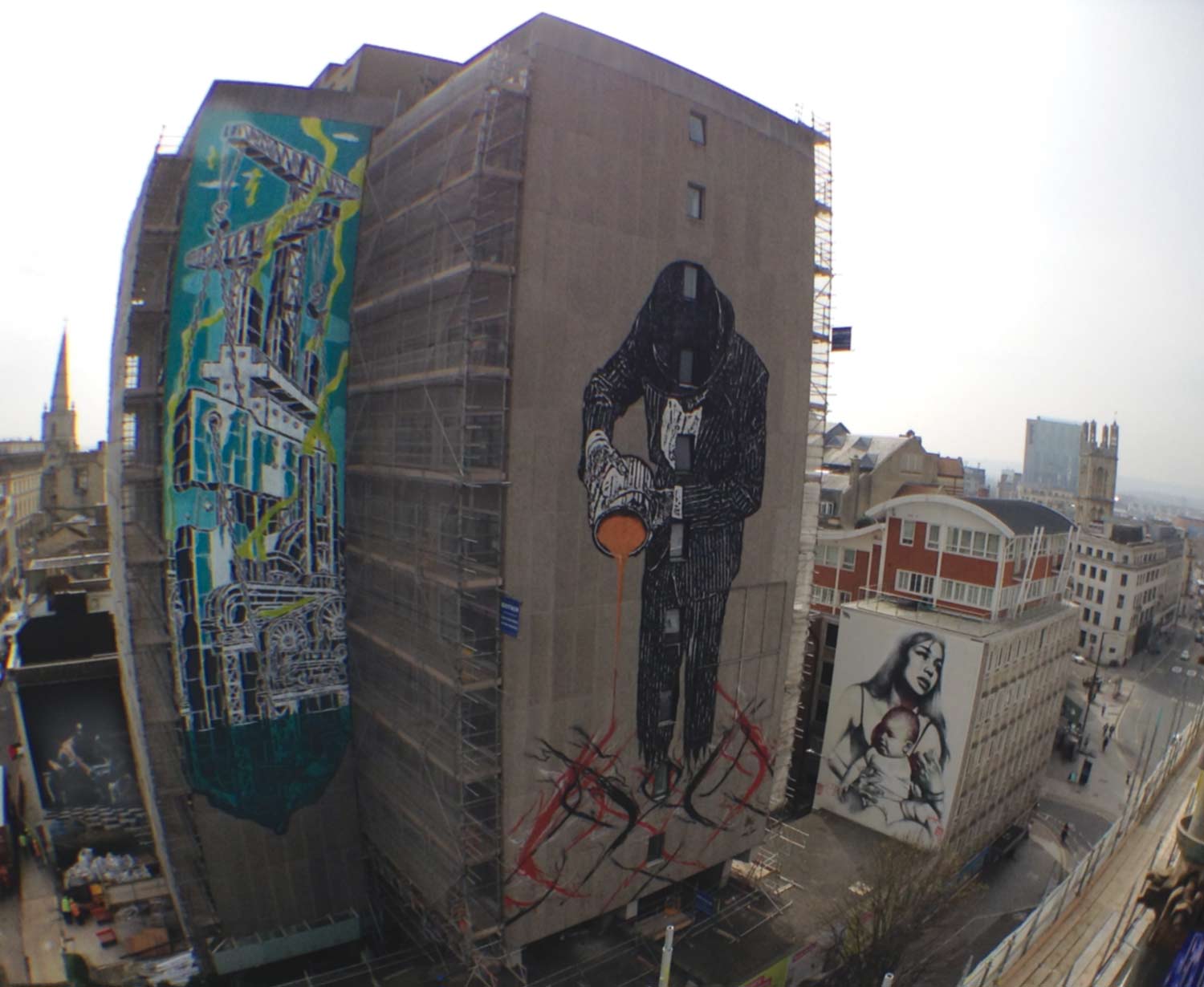 Aerial street art view Bristol